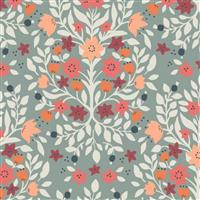 Lewis & Irene Folk Floral Damask Sage Fabric 0.5m 
