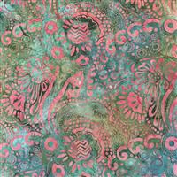 Artisan Bali Batiks Green/Pink Fabric 0.5m