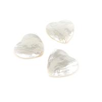 White Fully Drilled Shell Heart Approx 30mm, 3pcs