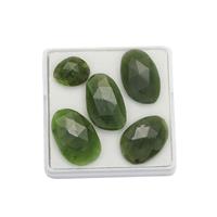 35cts Nephrite Jade Rose Cut Mix Shape & Size (Pack of 5)