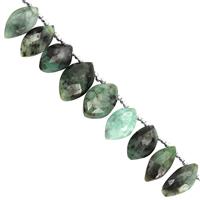 40cts Emerald Graduated Faceted Marquise Approx 7x4 to 16x9mm, 15cm Strand With Spacers