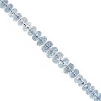 17cts Santa Maria Aquamarine Graduated Faceted Rondelle Approx 2.5x1 to 5x2.5mm, 15cm with Spacer Strand.