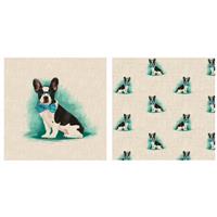 French Bull Dog Linen-Look Fabric Panel & Fabric Bundle (1m) 