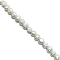 White Freshwater Cultured Nugget Pearls Approx 7-8mm, 38cm Strand