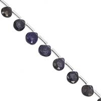22cts Iolite Top Side Drill Faceted Heart Approx 6 to 8mm, 20cm Strand with Spacers