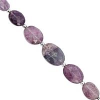 66cts Purple Fluorite Graduated Faceted Oval Approx 9.5x7 to 16x12mm, 16cm Strand with Spacers