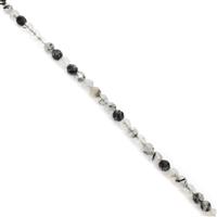 45cts Black Rutile Quartz Faceted Rounds Approx 4mm, 38cm Strand