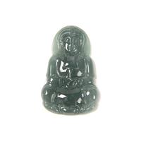 25cts Type A Olmec Blue Jadeite Guanyin Pendant Approx 22x45mm