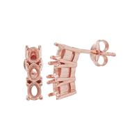 Rose Gold Plated 925 Sterling Silver Trilogy Earring Mounts (To fit Oval 4x3mm gemstone)- 1Pair