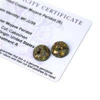 9.5cts Copper Mojave Peridot 12x12mm Round Pack of 2 (R)