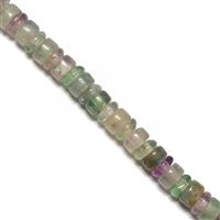 230 cts Fluorite Drums Approx 4x8mm & Rondelles Approx 2x8mm, Approx 1-2mm holes, 38cm Strand 