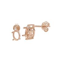 Rose Gold Plated 925 Sterling Silver Oval Earring Mount (To fit 7x5mm gemstone) Inc. 0.03cts White Zircon Brilliant Cut Round 1.25mm - 1 Pair