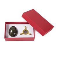 900cts Dragon Blood Jasper Egg Approx 45x58mm with a Stand in Box, 1set