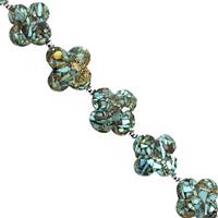 50cts Turquoise Smooth Clover Approx 14 to 16mm, 14cm Strand With Spacers