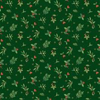 Makower Christmas Festive Foliage Scatter Green Fabric 0.5m 