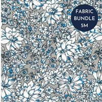 Grey Floral Linen Rayon Prints Fabric Bundle (5m)