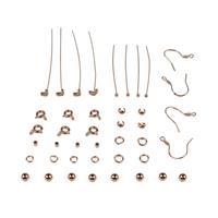 Rose Gold Plated 925 Sterling Silver Findings Pack With Cubic Zirconia Heart Headpins 40pc 