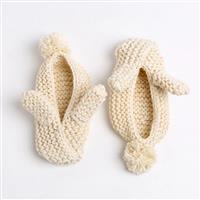 Wool Couture Cream Bunny Ear Baby Slippers Knitting Kit (Size Baby/Toddler).With Free Knitting Needles Worth £5