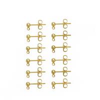 Gold Plated Base Metal Earring Posts with Loop & Butterfly Packs (50 pairs)