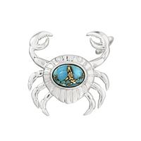 925 Sterling Silver Crab Pendant with 0.75cts Turquoise Stone 