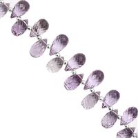 52cts Rose De France Amethyst Top Side Drill Faceted Drop Approx 7.50x5 to 11x6.5mm, 10cm Strand with Spacers