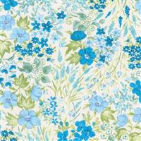 Sevenberry Petite Garden Lawn Collection Large Watercolour Blue Fabric 0.5m