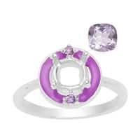 Purple Enamel Doughnut Ring Mount  (To Fit 6mm Cushion) With 1.40cts Pink Amethyst