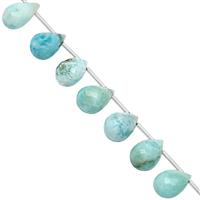 TRADE SHOW DEAL - 60cts Larimar Top Side Drill Graduated Faceted Drop Approx 9x6 to 12x8mm, 20cm Strand with Spacers