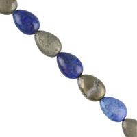 210cts Pyrite & Lapis Lazuli Pears Approx 10x14mm, 15" Strand