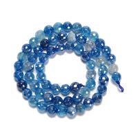 85cts Coated Blue Stripe Agate Faceted Rounds, Approx. 6mm, 38cm Strand