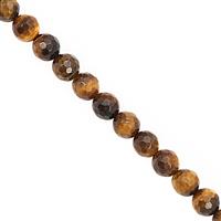 130cts Tigers Eye Faceted Round Approx 7.50 to 8mm, 30cm Strand