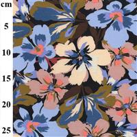 Blue Flowers Print Cotton Mix Jersey Fabric 0.5m