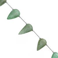 85cts Green Aventurine Quartz Smooth Inverted Pear Approx 16x9.5 to 27x14mm, 18cm Strand with spacers