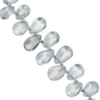 33cts Aquamarine Graduated Plain Pears Approx 3x4.5mm to 6.5x9.5mm 20cm Strand with Spacers