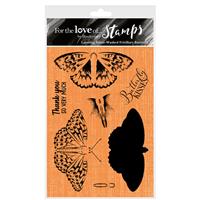 For the Love of Stamps - Layering Silver-Washed Fritillary Butterfly A6 Stamp Set, A6 stamp set.  Contains 7 stamps