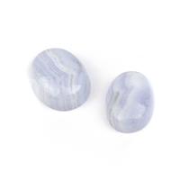 26cts Blue Lace Agate Oval Cabochons Approx 13 to 20mm (Set Of 2)