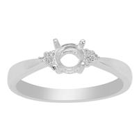 925 Sterling Silver Ring Mount With White Zircon Accents (To fit 5mm Round Gemstone) 1pcs