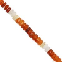 20cts Fire Opal Faceted Roundelles Approx 4x1 to 5x2mm, 14cm Strand