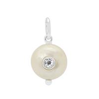  Willow & Tig Collection: 925 Sterling Silver White Topaz Set White Cultured Pearl Approx 10 to12mm