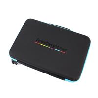 Black Storage Seed Bead Carry Case Blue Trim with 80 Rectangular Boxes, Outer Approx 33 x 22.5 x 7cm