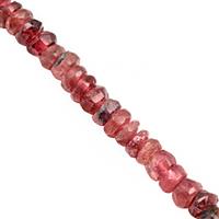 38cts Natural Pink Tourmaline Faceted Rondelles Approx 3x1.5 to 4x2.5mm, 30cm Strand