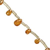 8cts Spessartite Garnet Top Side Drill Graduated Faceted Pear Approx 4x3 to 7x5mm, 20cm Strand with Spacers
