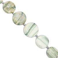 110cts Apple Green Chalcedony Smooth Coin Approx 11 to 17mm, 18cm Strand With Spacers