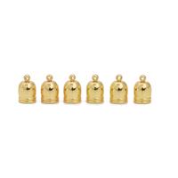 Gold Plated Base Metal End Caps approx. 15-10mm, 6pcs 