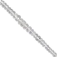 10cts White Sapphire Graduated Faceted Rondelle Approx 1.5x1 to 4x2mm, 12cm Strand