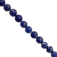 88cts Lapis Lazuli Smooth Rounds Approx 5 to 6mm, 31cm Strand