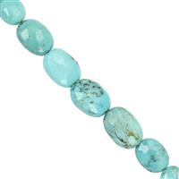 35cts Arizona Turquoise Faceted Oval Approx 8x6 to 14x10mm, 20cm Strand With Spacers