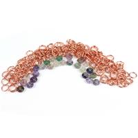 Fluorite Jump! Fluorite Rings 8mm x 25pcs & Rose Gold Plated Copper Open Jump Rings 