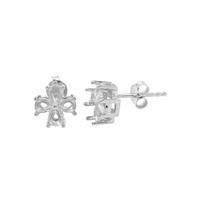 925 Sterling Silver 4 Pear Stone Earring Mounts (To fit 4x3mm gemstone)- 1pair
