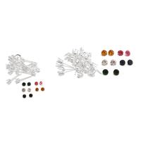 5 pairs of 5mm and 5 pairs of 3mm Base Metal Earring Snaptite Settings with Matching Round Glass Stones (Crystal, Montana, Topaz, Rose, Emerald)